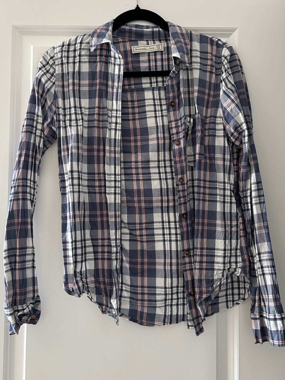 Abercrombie & Fitch Navy White Pink Plaid Shirt